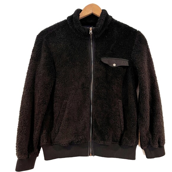 Rails Austin Black High Pile Fleece Full Zip Front Jacket XS Sherpa - Picture 5 of 11